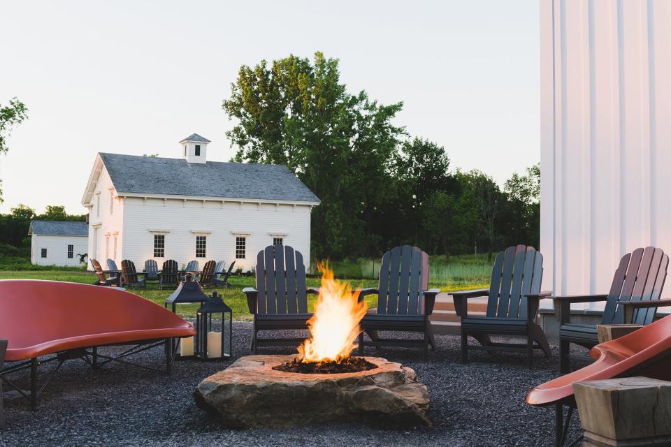 The firepit at the spa at The Inns of Aurora