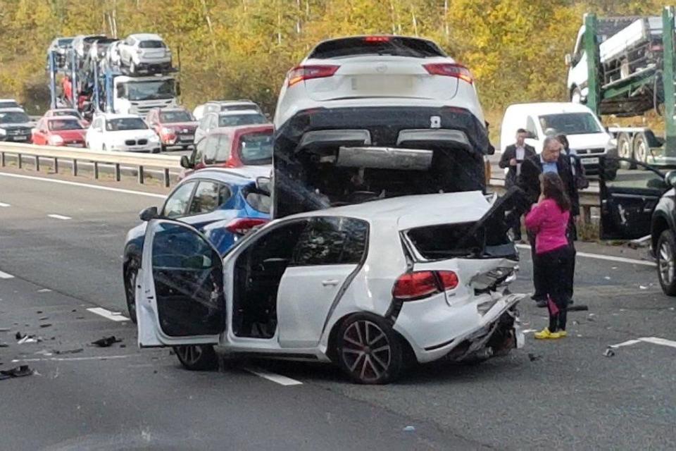 Pictures showed several cars involved in a dramatic crash on the M40: Wajid Khattak