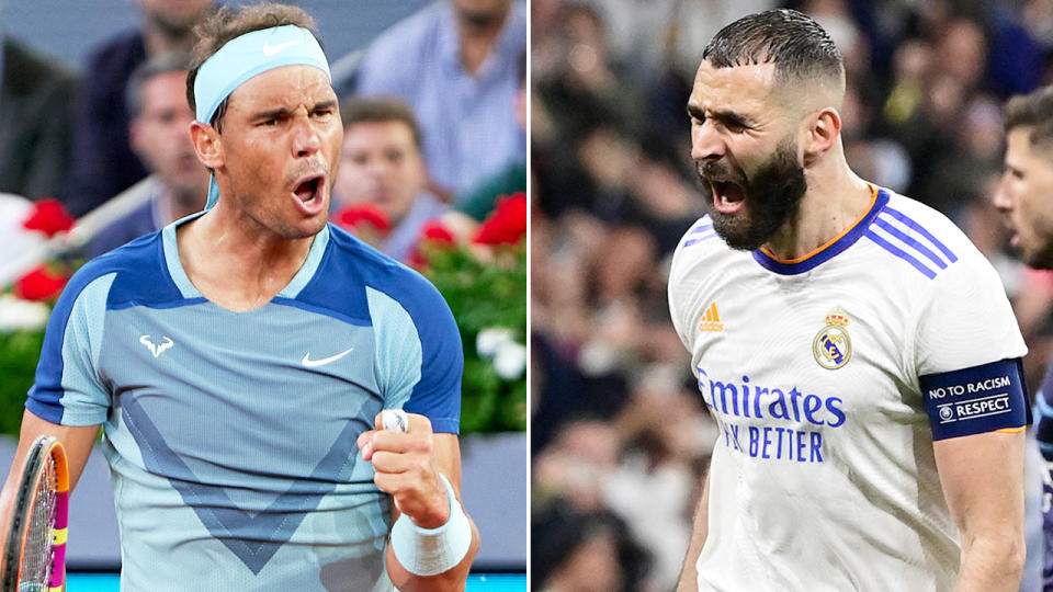 Pictured left is Rafa Nadal and Real Madrid's Karim Benzema on the right.