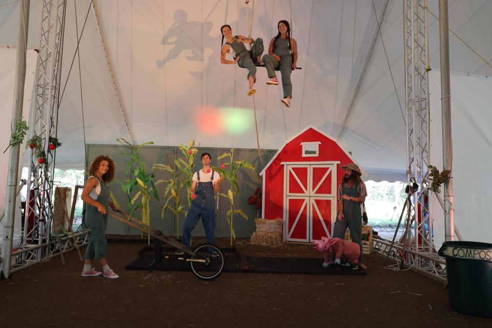 Copper Santiago, Trevor Pearson, Eleanor Getz and Gabrielle "Teddy" Ment (both above) and Justin O'Connor in "Roots! A Farm to Circus Show" at Payomet Performing Arts Center.