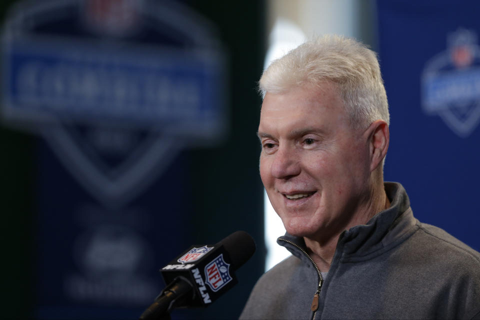 FILE - In this Feb. 25, 2016, file photo, Green Bay Packers general manager Ted Thompson speaks during a press conference at the NFL football scouting combine in Indianapolis. Thompson, whose 13-year run as Green Bay Packers general manager included their 2010 Super Bowl championship season, died Wednesday, Jan 20, the team announced Thursday, Jan. 21, 2021. He was 68. Thompson was Packers general manager from 2005-17 and drafted many notable players on the current roster, including two-time MVP quarterback Aaron Rodgers. (AP Photo/Michael Conroy, File)