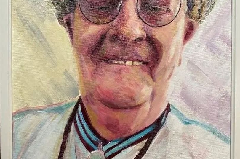 A painting of Hugh Southon by artist Canning Town Len