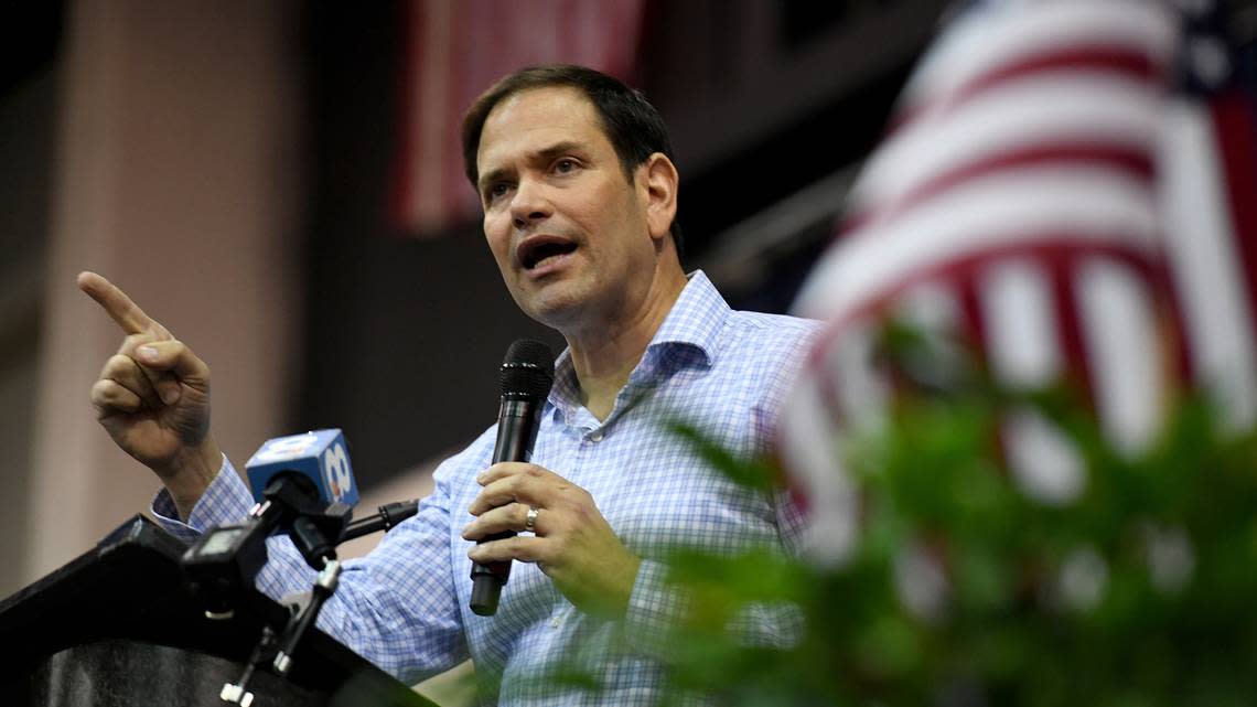 U.S. Senator Marco Rubio addresses hundreds of Sarasota and Manatee County residents at a GOP candidate rally at Robarts Arena on Saturday, July 16, 2022, to hear from top Republican leaders.