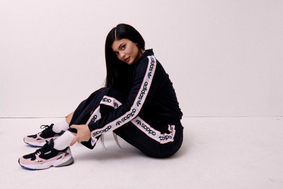 Kylie Jenner stars in the latest Adidas campaign, for the launch of the nostalgic Falcon trainer