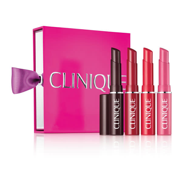 <a href="http://www.clinique.co.uk/product/1602/23095/Makeup/Gifts/Gifts-Sets/NEW-Limited-Edition-Taste-of-Honey/index.tmpl" rel="nofollow noopener" target="_blank" data-ylk="slk:Clinique Limited Edition Taste of Honey - £21.00 – Clinique.co.uk;elm:context_link;itc:0;sec:content-canvas" class="link "><b>Clinique Limited Edition Taste of Honey - £21.00 – Clinique.co.uk</b></a><br><br>Nourish your lips with these sweet-smelling lipsticks that will complete any look.