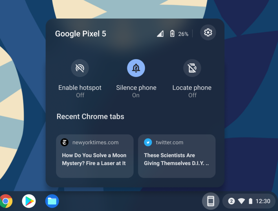 Chrome OS 10th birthday update images Phone Hub