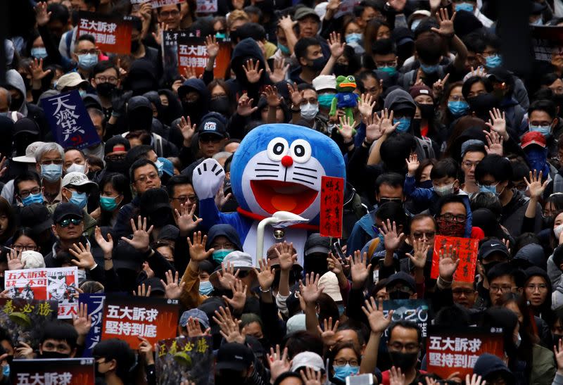 Anti-government New Year's Day demonstration in Hong Kong