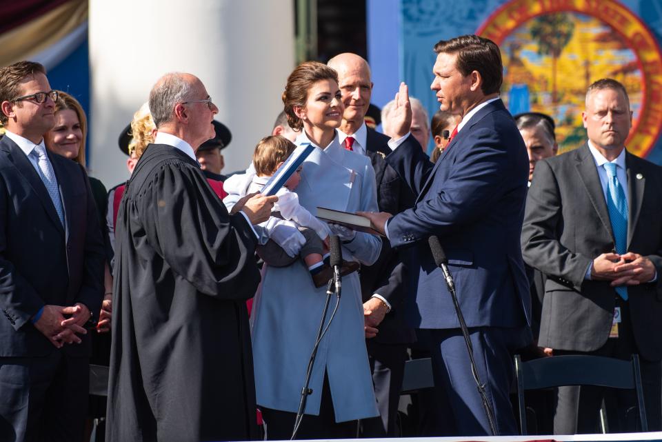 Republican Ron DeSantis is sworn in as the 46th governor of Florida on Jan. 8, 2019 in Tallahassee.