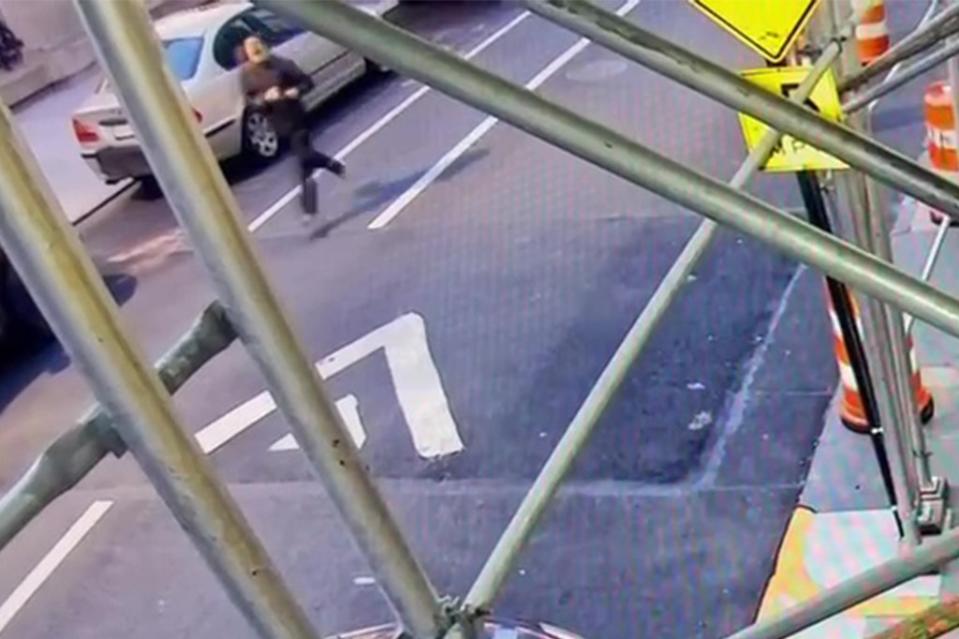 Video shows the actor trying to follow the suspect from the bike lane. Obtained by NY Post