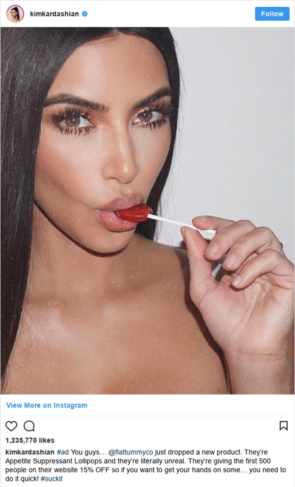 Controversial: Kim Kardashian also came under fire for a diet post on Instagram (Kim Kardashian )