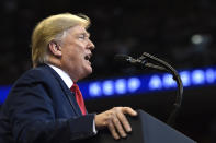 President Donald Trump speaks at a campaign rally in Sunrise, Fla., Tuesday, Nov. 26, 2019. (AP Photo/Susan Walsh)