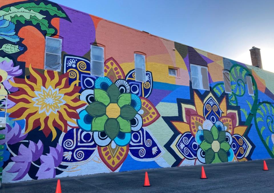 A mural titled "Mandala Flowers" in downtown Fond du Lac was finished in 2020. The work is the creation of artists Erin LaBonte, David Carpenter and Don Krumpos.