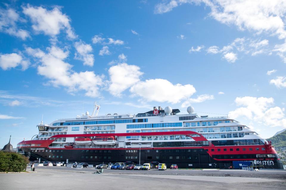 Hurtigruten's MS Roald Amundsen has been docked, empty of crew and passengers, after an outbreak of coronavirus - EPA-EFE/SHUTTERSTOCK