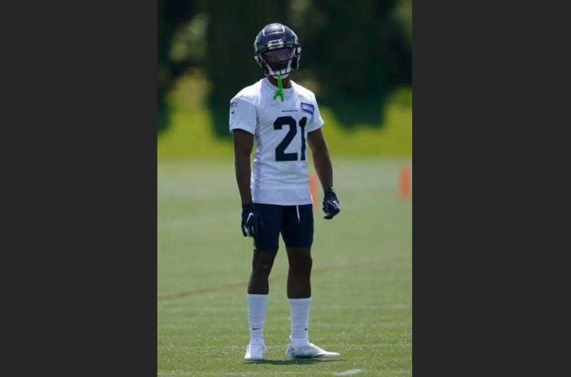 Artie Burns, signed as a free agent from Chicago this offseason, was the starting right cornerback during Seahawks offseason practices. Tre Brown missed those drills recovering from knee surgery.