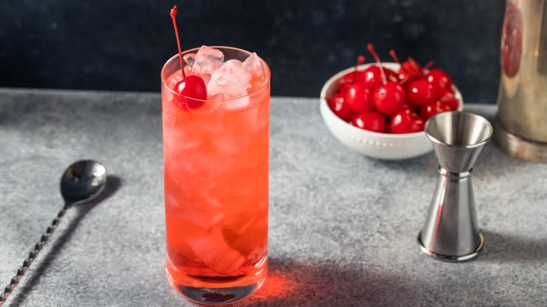 Dirty Shirley cocktail, cherries