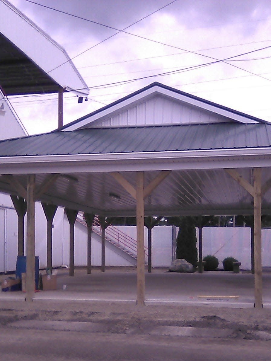 New this year at the Ashland County Fairgrounds is a sheep pavilion between the sheep barn and grandstand. The pavilion replaces a tent where benches were placed.