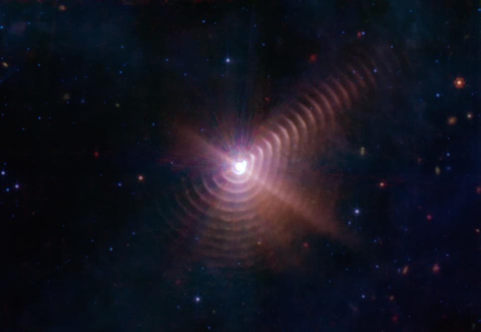 Series of 17 concentric dust rings was spawned by Wolf-Rayet 140 binary system thousands of light years away, captured by Webb.