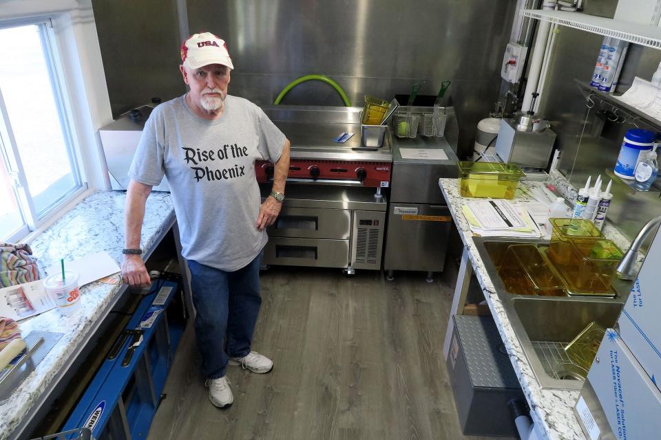 Jerry LaCrosse stands inside his new Wunder Wiener trailer in the Bayville section of Berkeley Township.