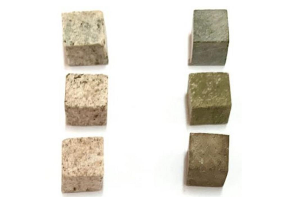 Granite (left) and soapstone samples could help store heat from the Sun and convert it into electricity (American Chemical Society)
