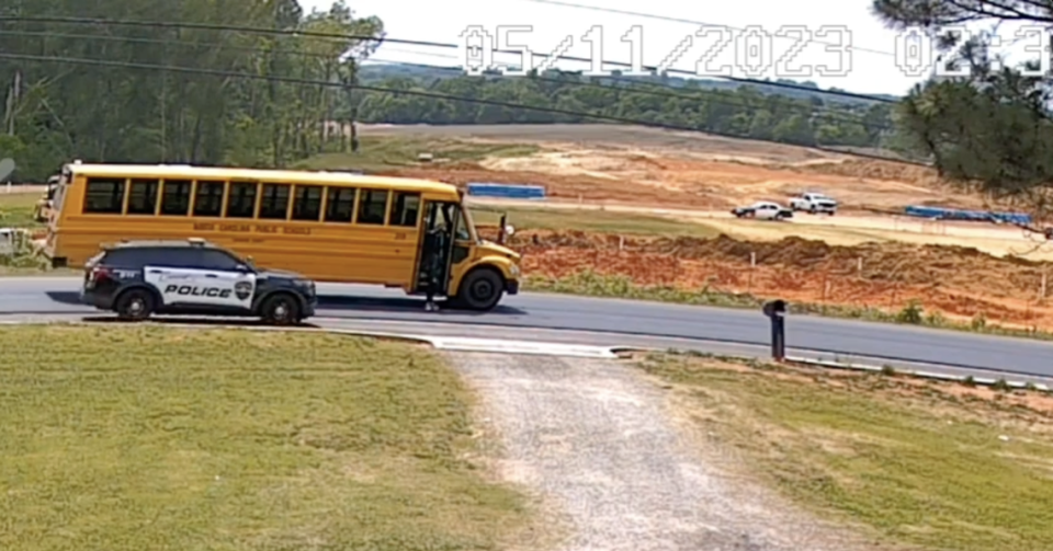 Video shows NC police officer passing a stopped school bus with a child near the buses entrance. A police sergeant was cited by the NC Highway Patrol and placed by the Concord Police Department on administrative duty pending an investigation.