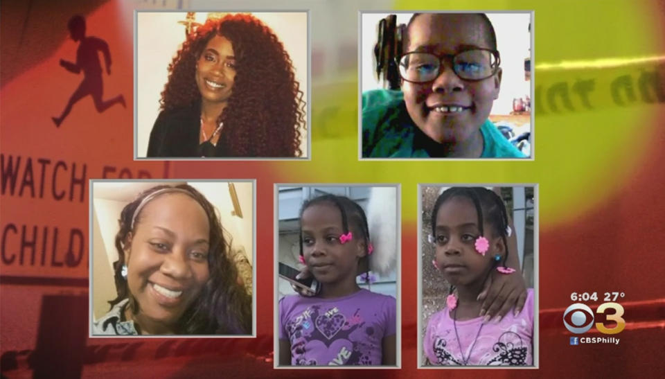 Naa’Irah Smith, 25; her son, Damon Decree, 13; her sister, Jamilla Campbell, 42; and Campbell’s twin daughters, Imani and Erika Allen, were all killed in the massacre. Source: CBS Philadelphia