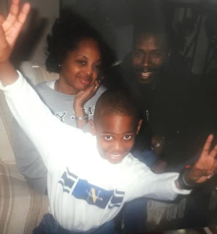 <p>Travis Scott Instagram</p> Travis Scott and his parents Wanda and Jacques Webster.