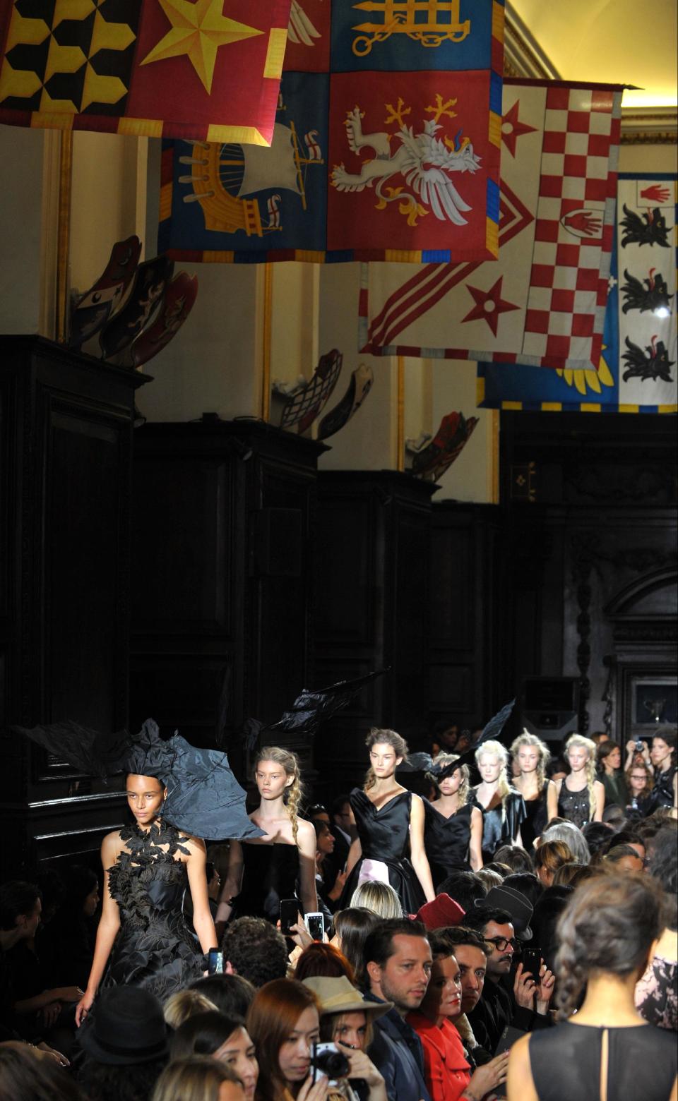 Models wear designs created by Giles at London Fashion Week Spring/Summer 2014 on Monday Sept. 16, 2013 at Stationers' Hall, London. (Photo by Richard Chambury/Invision/AP Images)