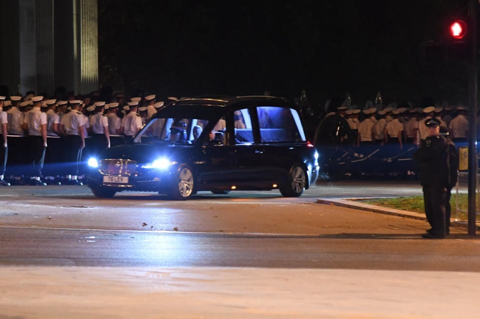 A funeral procession marches through Parliament Square during a rehearsal (Jeremy Selwyn)