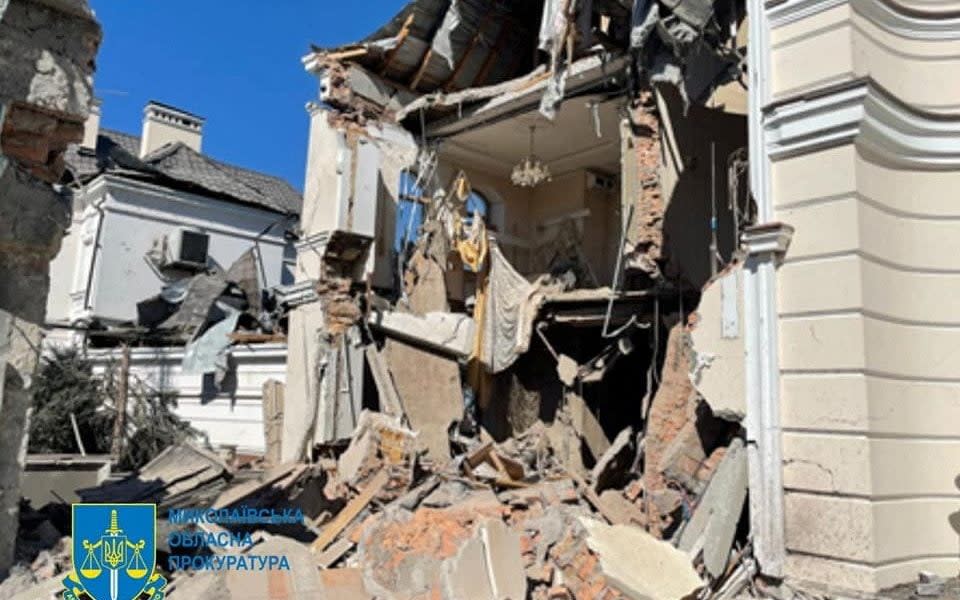  A view shows a destroyed building, as Russia's attack on Ukraine continues, in Mykolaiv - REUTERS