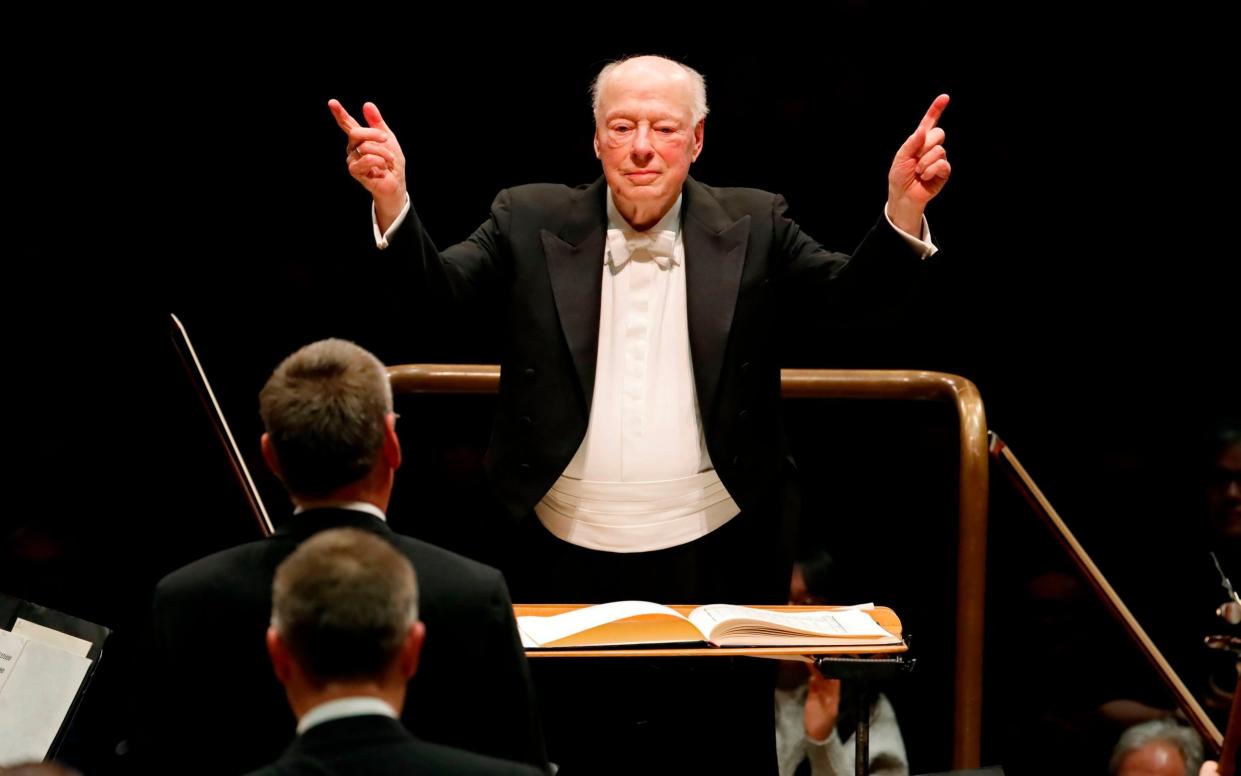 Bernard Haitink in 2019 conducting the London Symphony Orchestra at the Barbican in London at a concert celebrating his 90th birthday - OLGA AKMEN/AFP via Getty Images