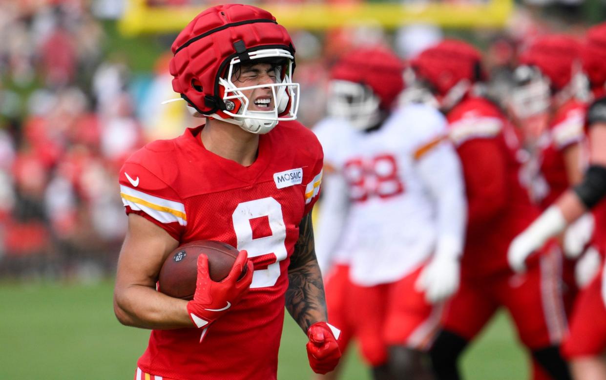 Louis Rees-Zammit in training with the Kansas City Chiefs