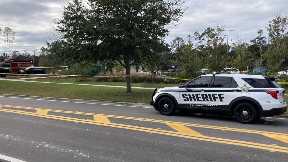 St. Johns County Sheriff Robert Hardwick said deputies shot and wounded an armed burglary suspect Saturday morning at Davis Park in Nocatee near Ponte Vedra High School.