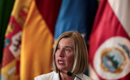 European Union High Representative for Foreign Affairs and Security Policy Federica Mogherini speaks during a news conference after a meeting of the International Contact Group (IGC) to discuss their support for a political solution to Venezuela's political crisis, in San Jose, Costa Rica May 7, 2019. REUTERS/Juan Carlos Ulate