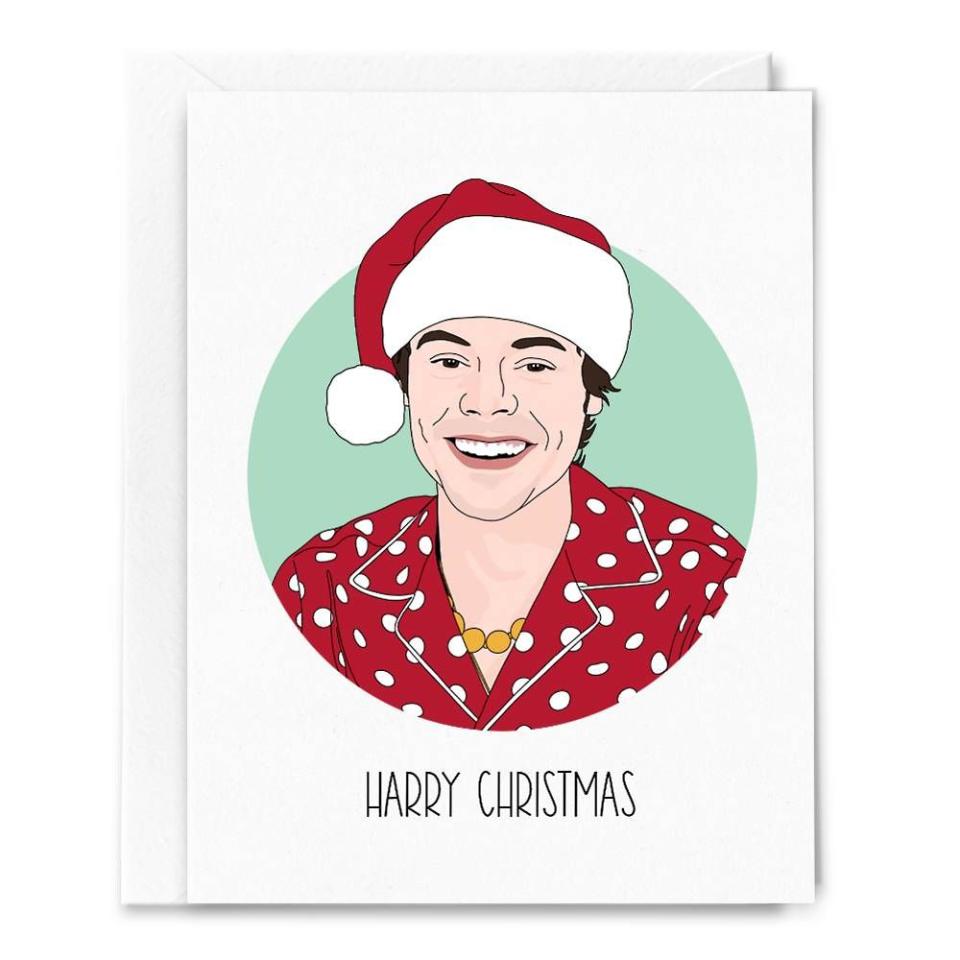 <p><a href="https://go.redirectingat.com?id=74968X1596630&url=https%3A%2F%2Fwww.papersource.com%2Fgreeting-cards%2Fharry-christmas-card-0810128873338.html&sref=https%3A%2F%2Fwww.countryliving.com%2Flife%2Fentertainment%2Fg45142152%2Ffunny-christmas-card-ideas%2F" rel="nofollow noopener" target="_blank" data-ylk="slk:Shop Now;elm:context_link;itc:0;sec:content-canvas" class="link ">Shop Now</a></p><p>Harry Styles Christmas Card</p><p>papersource.com</p><p>$6.50</p><span class="copyright">Paper Source</span>