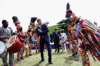 <p>Prince Harry watches dancers at Brimstone Fortress during a youth rally on an official visit to Port Zante, St Kitts, and Nevis.</p>