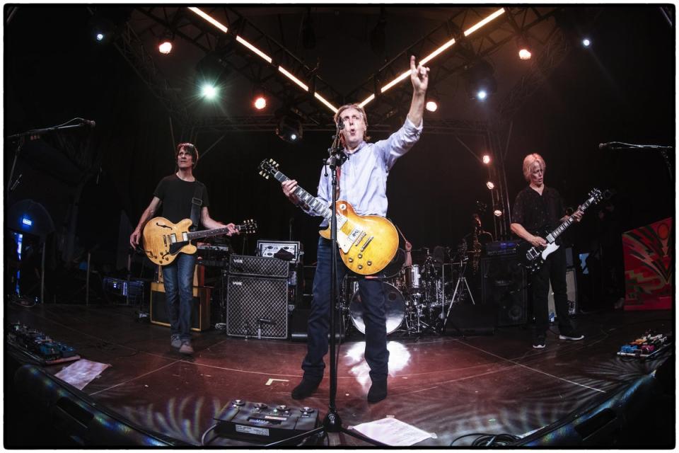 Sir Paul McCartney on stage at Cheese and Grain in Frome, Somerset, the night before his headlining appearance at the Glastonbury Festival (MJ Kim/2022 MPL Communications Ltd/PA) (PA Media)