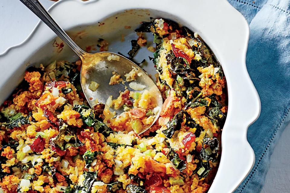 Cornbread Dressing with Kale and Bacon