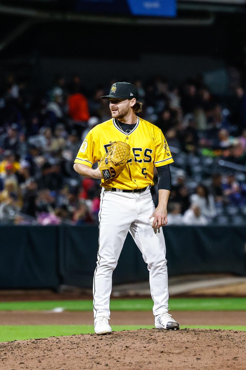 Left-handed reliever Kolton Ingram with Triple-A Salt Lake in the Los Angeles Angels' organization.