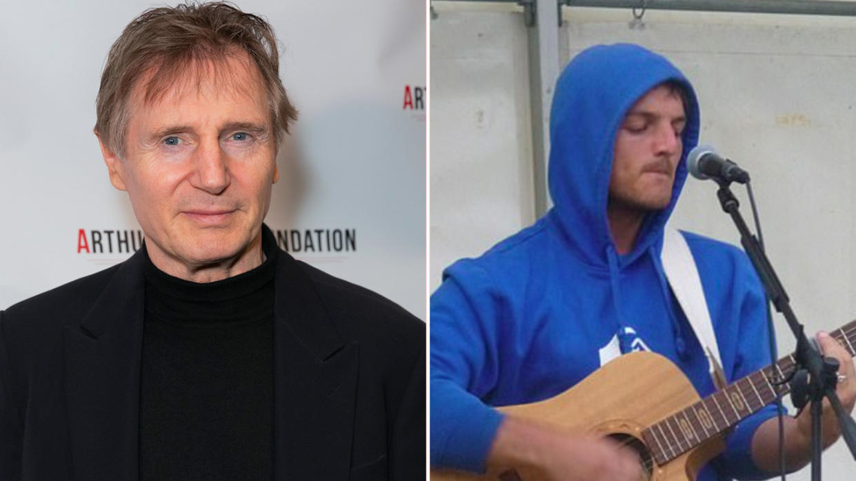 Liam Neeson’s nephew Ronan Sexton, right, has died five years after suffering a serious head injury in a fall. (Photos: AAP; via Facebook)