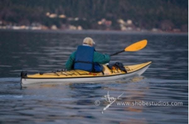 Photographer Tim Shobe told USA TODAY he created the viral image by merging two of his pictures, one of a whale and the other of a kayaker.