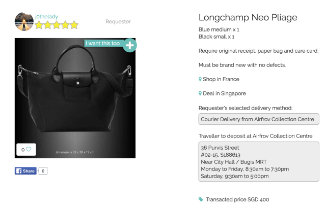 Longchamp Price List in Singapore