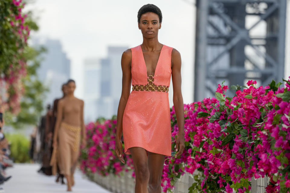 The Michael Kors collection is modeled during Fashion Week, Monday, Sept. 11, 2023, in New York. (AP Photo/Mary Altaffer)