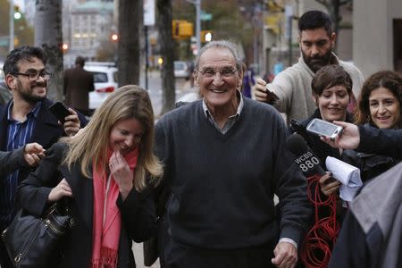 Reputed Bonanno crime family leader Vincent Asaro smiles after departing Brooklyn Federal Court in New York November 12, 2015. REUTERS/Lucas Jackson