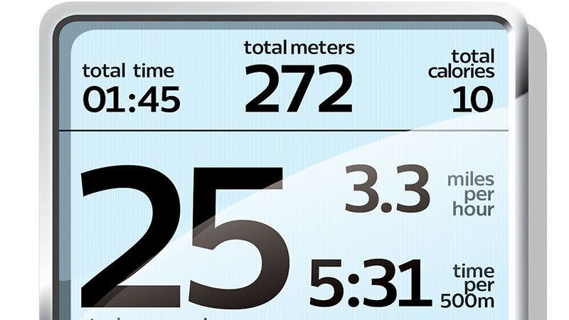 the dashboard of a rowing machine