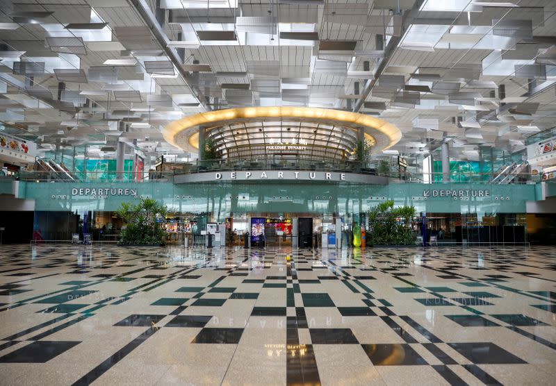 FILE PHOTO: A view of an empty departure hall at Singapore's Changi Airport