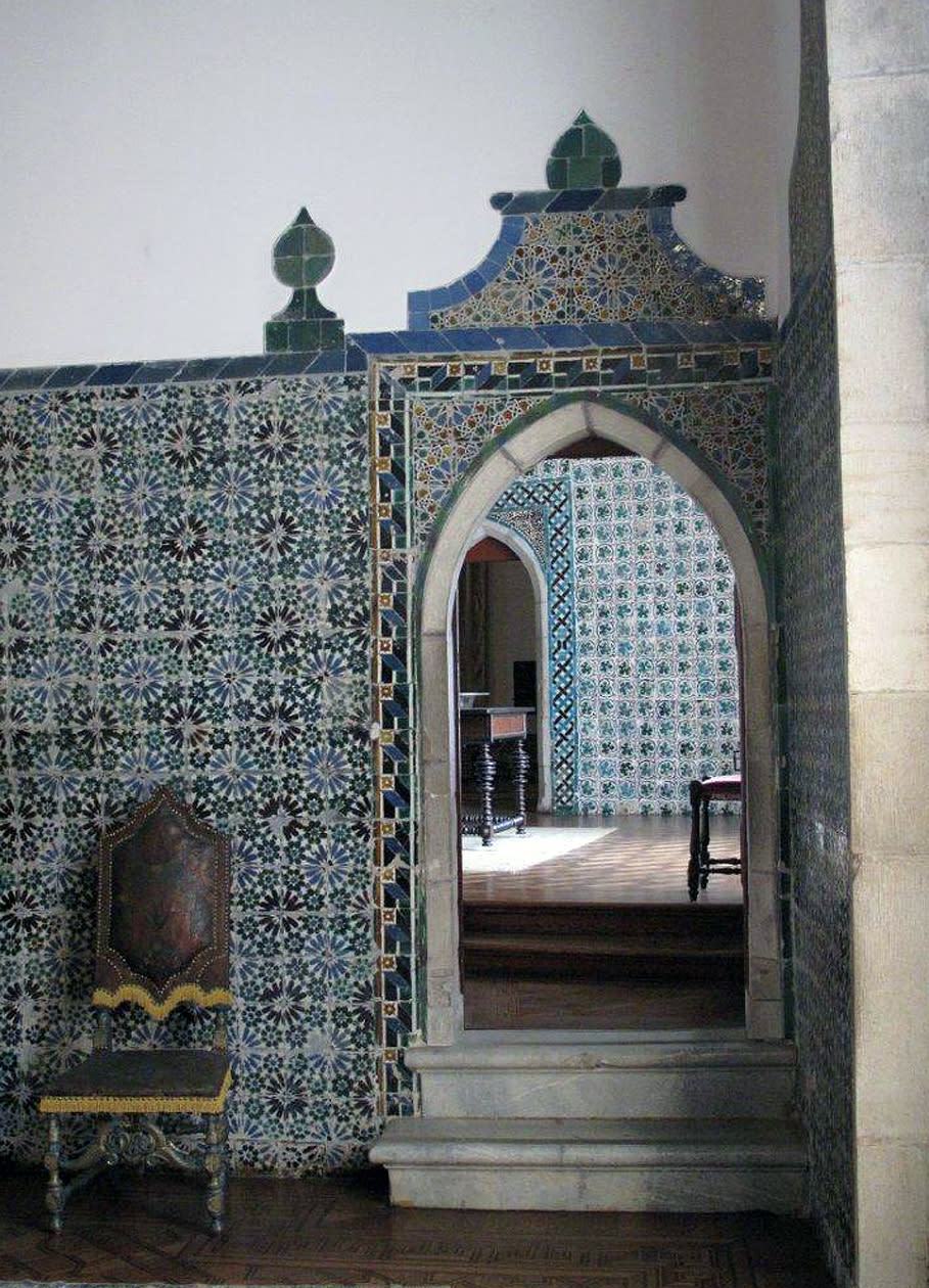 This May 2013 photo shows tiled walls and arched doorways inside the Monserrate Palace in Sintra, Portugal. The palace is one of a number of castles and other spectacular buildings found in Sintra, which has long been a playground of royalty near the Portuguese capital of Lisbon. (AP Photo/Mike Corder)