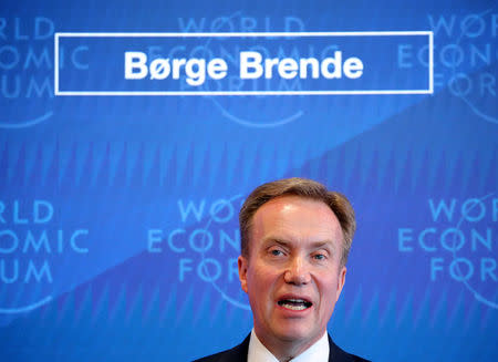 World Economic Forum (WEF) President Borge Brende attends a news conference ahead of the Davos annual meeting in Cologny near Geneva, Switzerland January 15, 2019. Picture taken January 15, 2019. REUTERS/Denis Balibouse