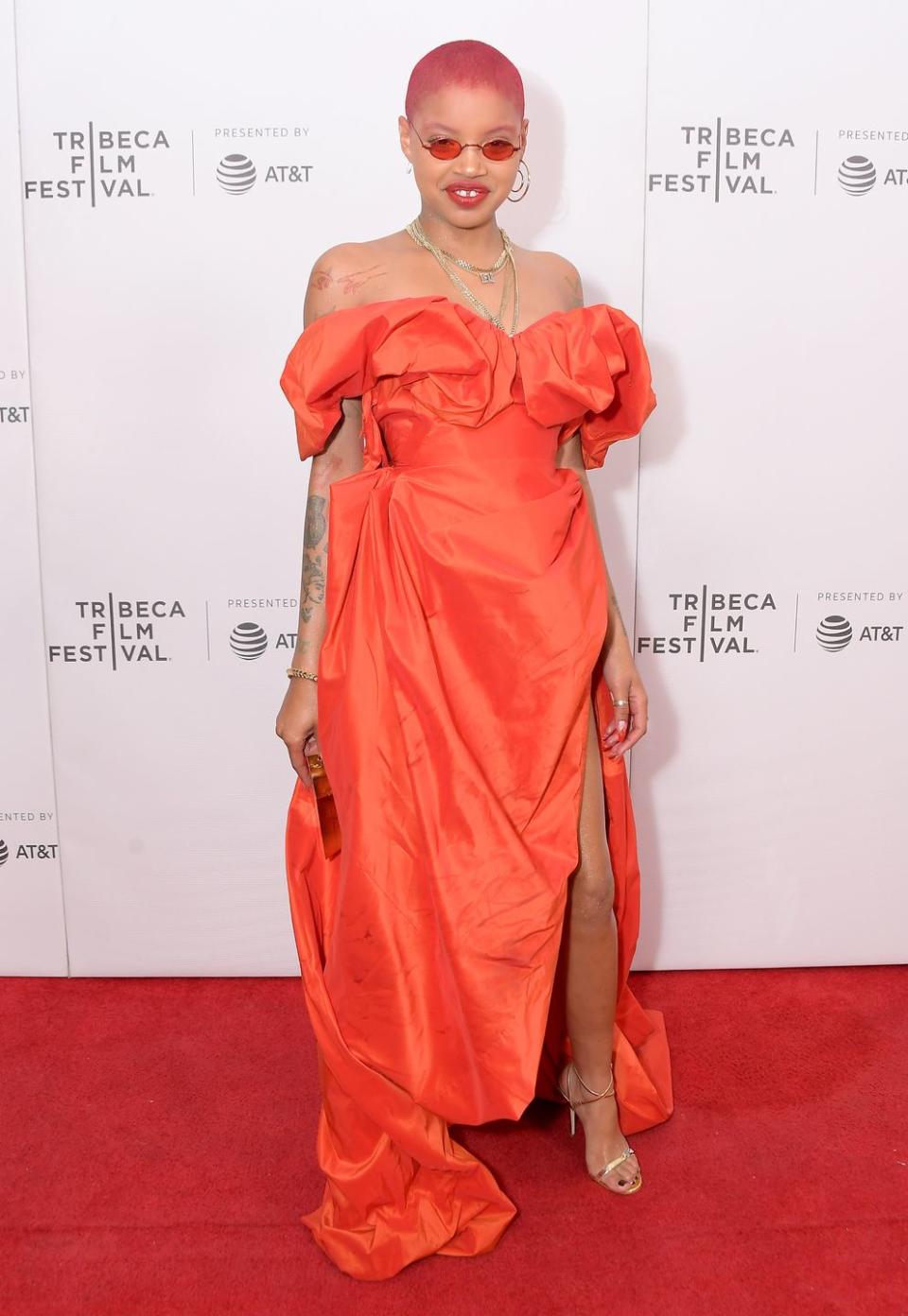 <p>A bright pink buzz cut adds instant edge to any flouncy red carpet look. </p>
