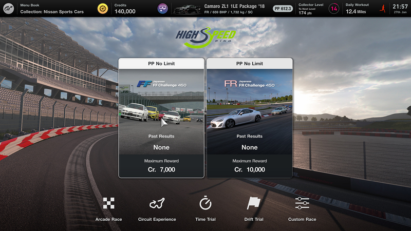 The event selection screen in Gran Turismo 7.