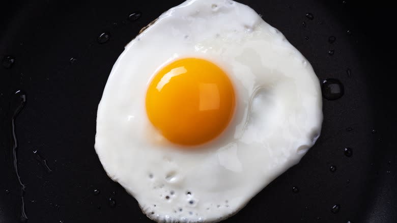 fried egg on stovetop